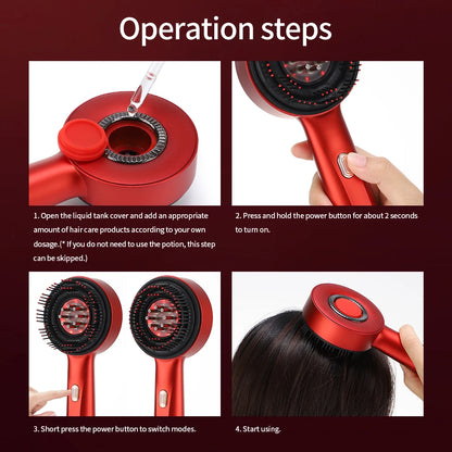 Electric Vibration Massage Comb Red Light Hair Follicle Comb Scalp Oil Liquid Applicator Head Massager Hair Growth Anti Loss