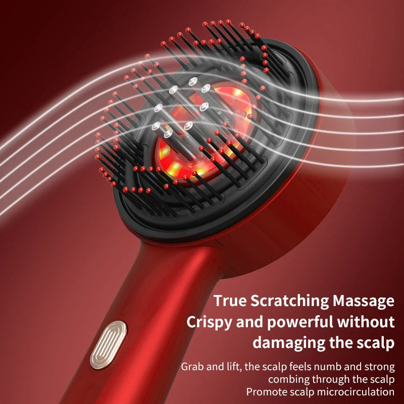 Electric Vibration Massage Comb Red Light Hair Follicle Comb Scalp Oil Liquid Applicator Head Massager Hair Growth Anti Loss